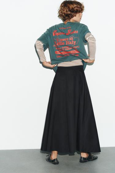 JUPE MI-LONGUE PLISSÉE - Noir de Zara - Image 4