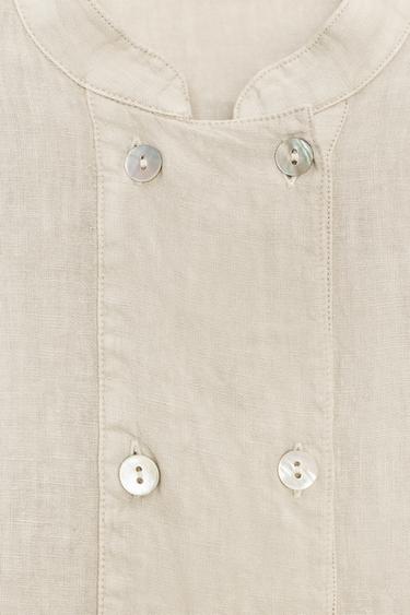 100% LINEN OVERSHIRT ZW COLLECTION - Light beige by Zara