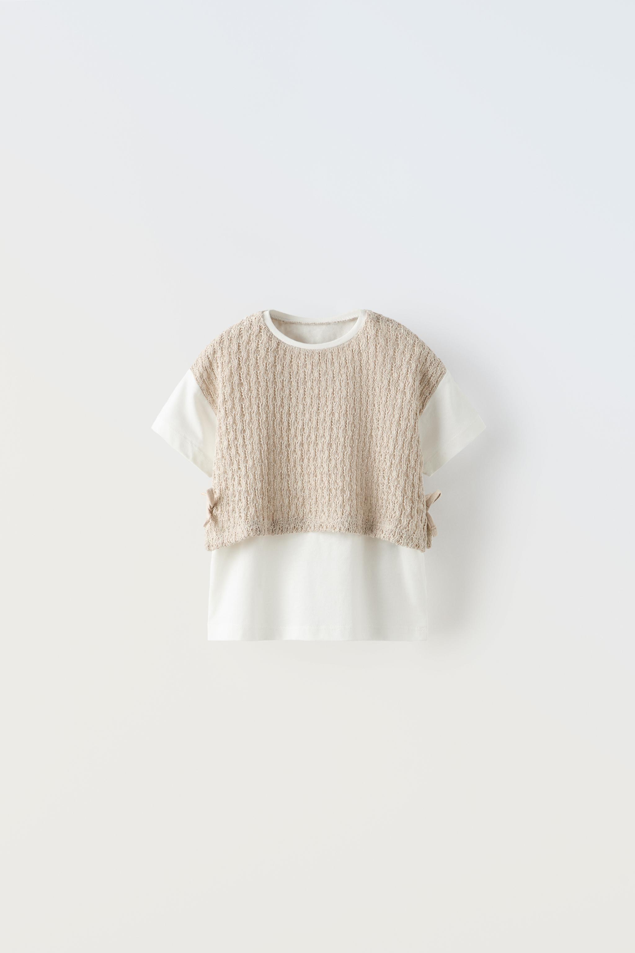 コントラスト ニット ベスト Ｔシャツ - ベージュ | ZARA Japan / 日本