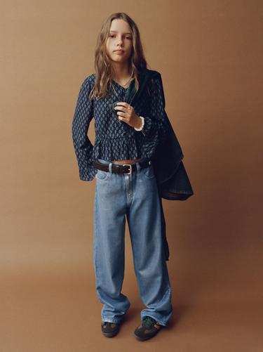 JEANS WIDE LEG BRILLOS  - Azul de Zara