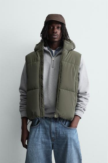 GILET SANS MANCHES REMBOURRÉ EFFET GOMME - Kaki clair de Zara