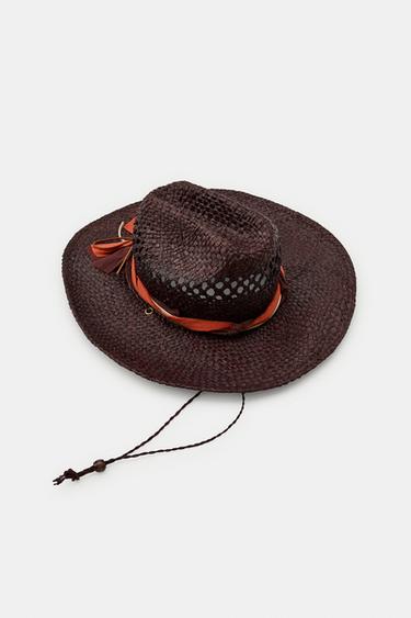 CHAPEAU RAFIA 100% LACET - Marron de Zara - Image 4