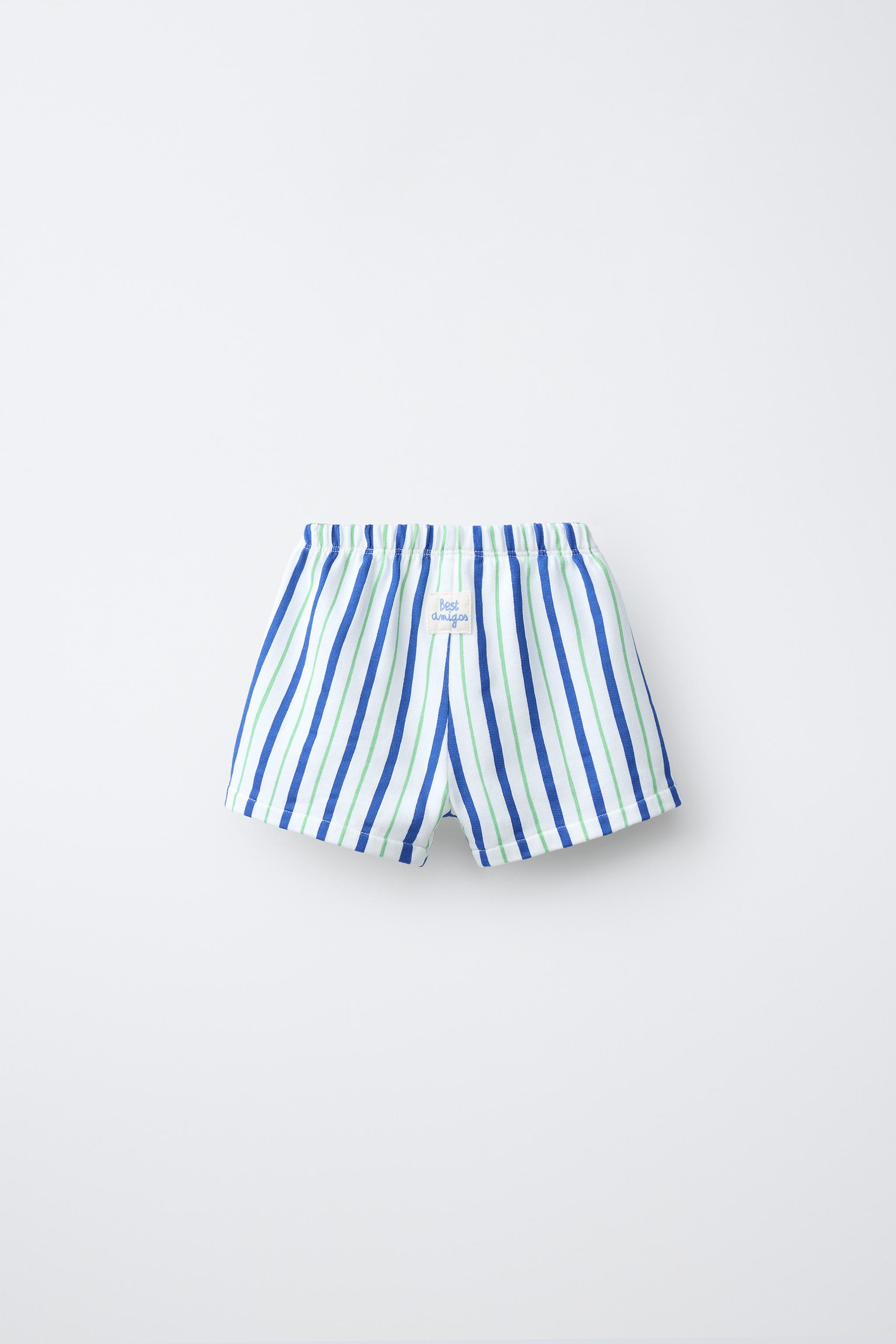 STRIPED PLUSH SHORTS — White (alternate view)