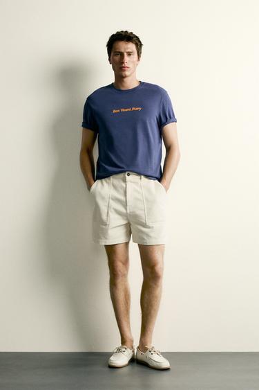 Zara RELAXED FIT EMBROIDERED T-SHIRT - Navy blue - Image 0