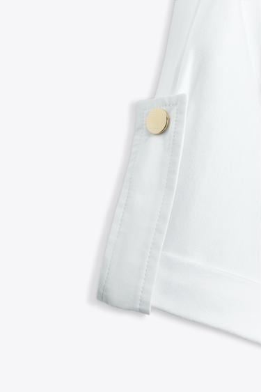 BUTTON TAB T-SHIRT - White by Zara - Image 6
