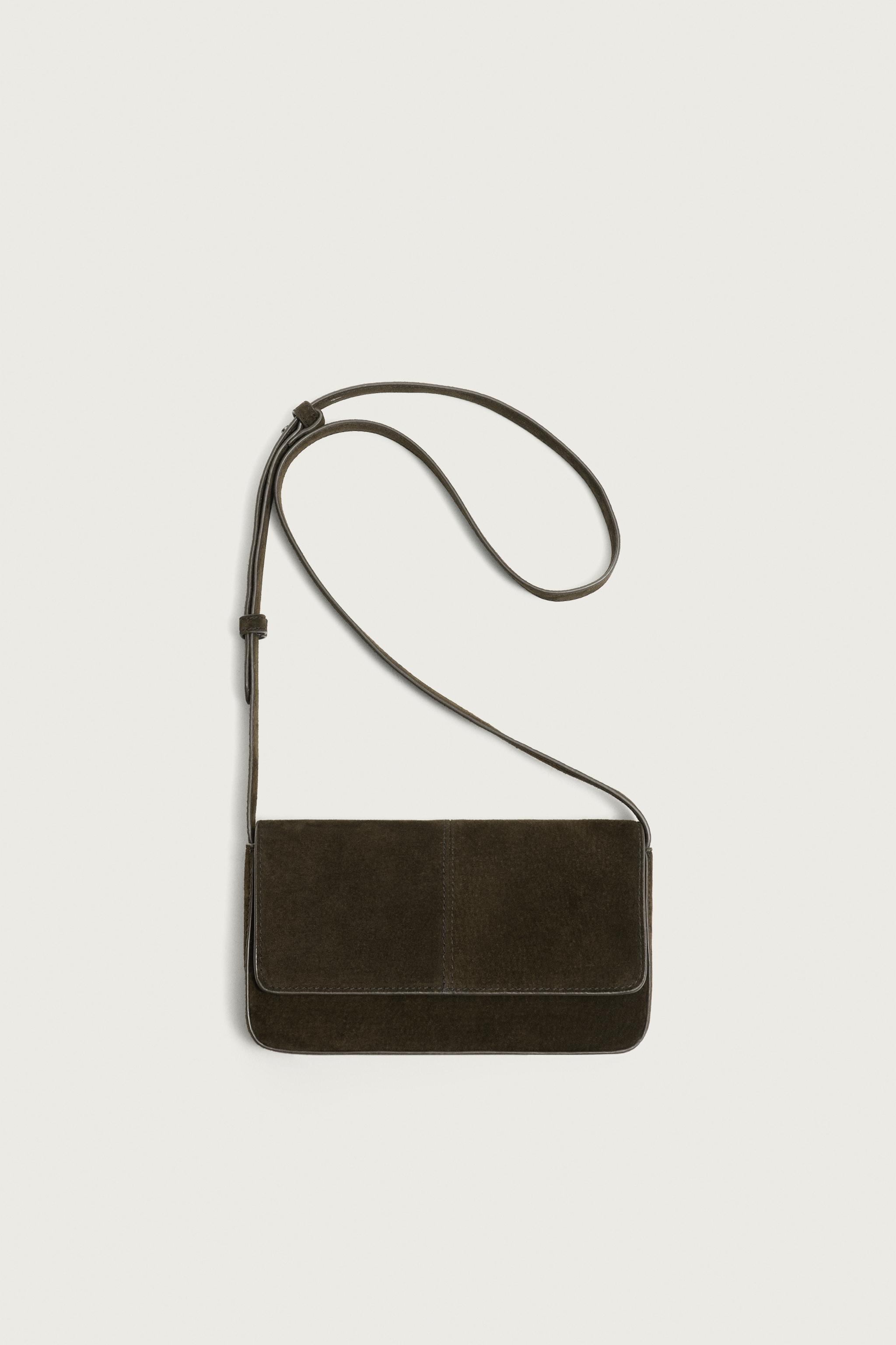 LEATHER CROSSBODY BAG — Brown