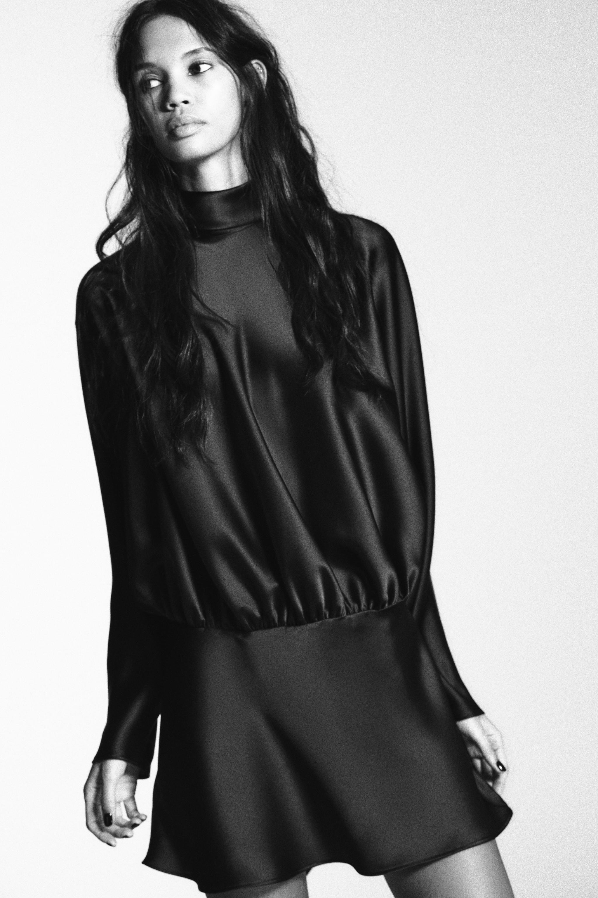 zara black satin shirt dress Zara satin effect shirt dress Size XS - $39 (44% Off Retail) New With Tags
