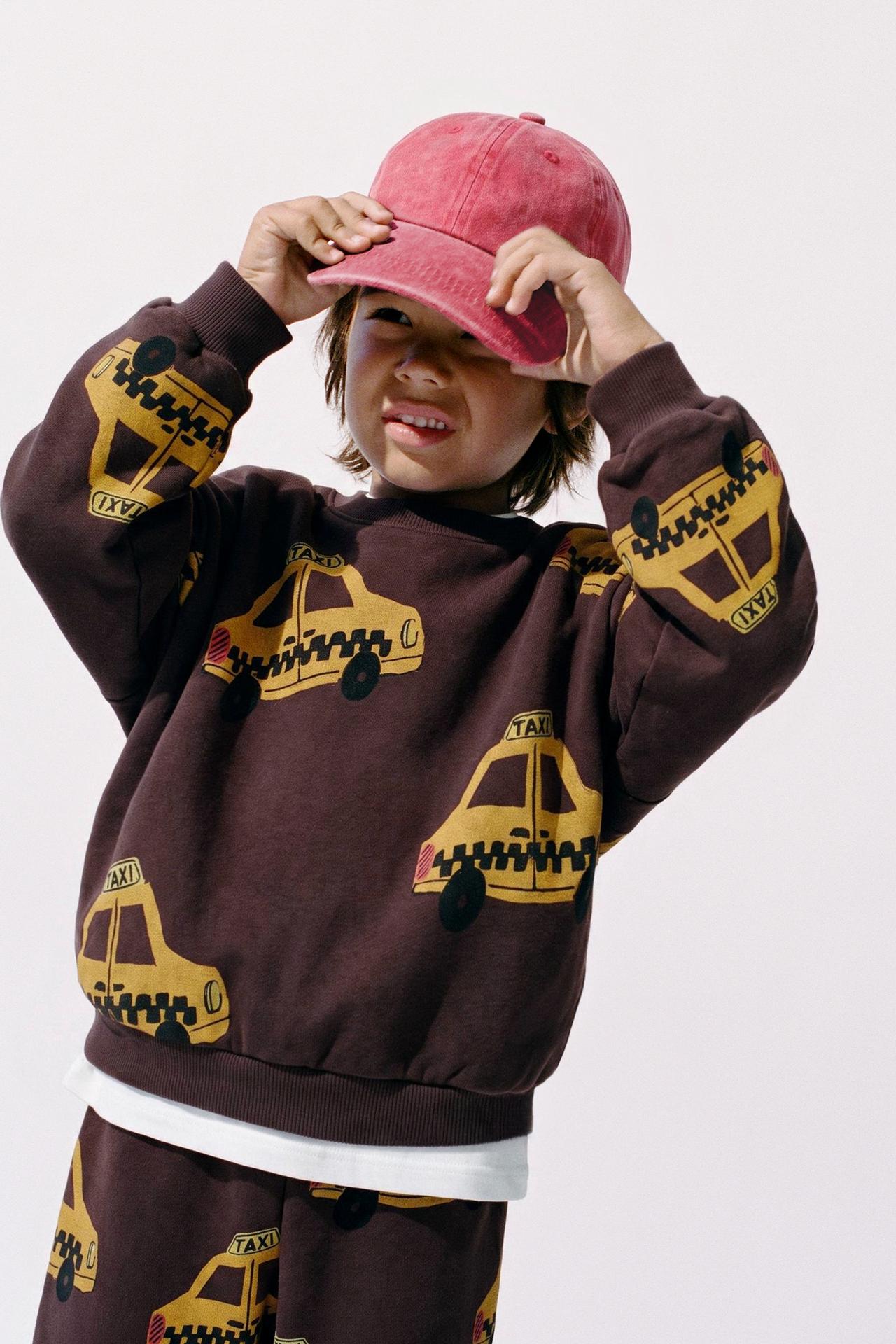 TAXI SWEATSHIRT AND JOGGER PANTS SET — Dark brown