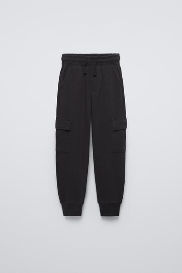 PANTALÓN FELPA CARGO - Negro de Zara