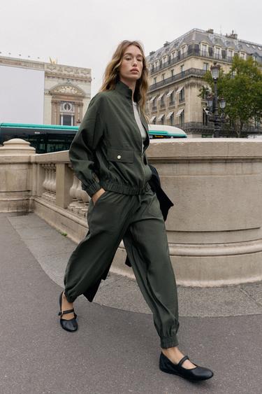 Zara CUFFED HEM PANTS - Khaki