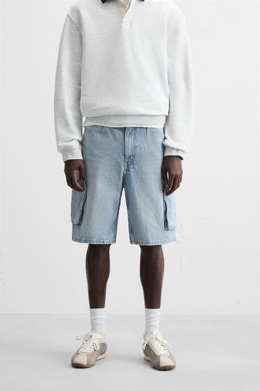 CARGO-BERMUDASHORTS AUS DENIM - Hellblau von Zara