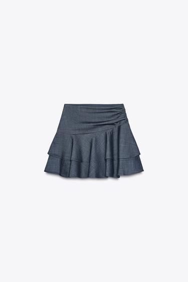 JUPE-CULOTTE À VOLANTS - Bleu de Zara - Image 7
