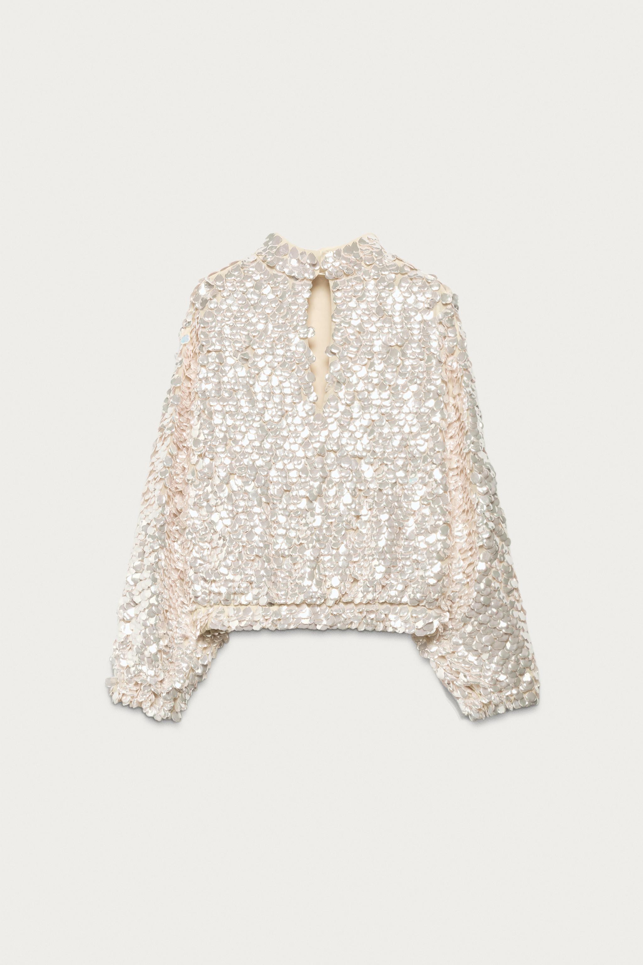 MARISA BERENSON X ZARA SEQUIN TOP - Light pink | ZARA United States