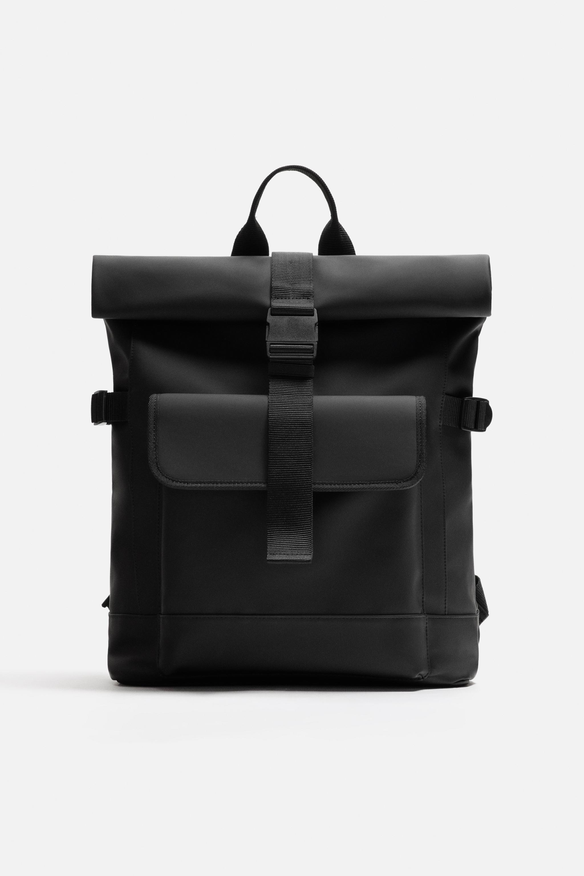 Zara Man Faux Leather Backpack Man Bag Crossbody Bag Black