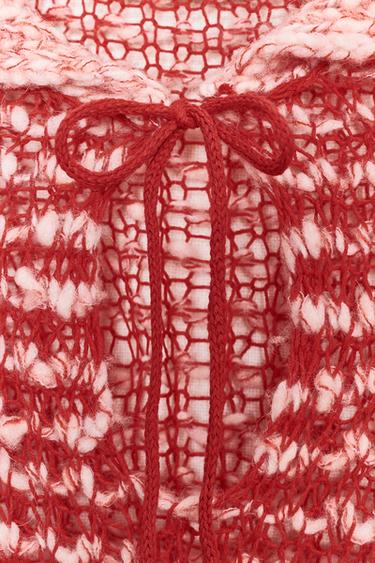 Zara WOOL KNIT POLO COLLAR SWEATER - Red