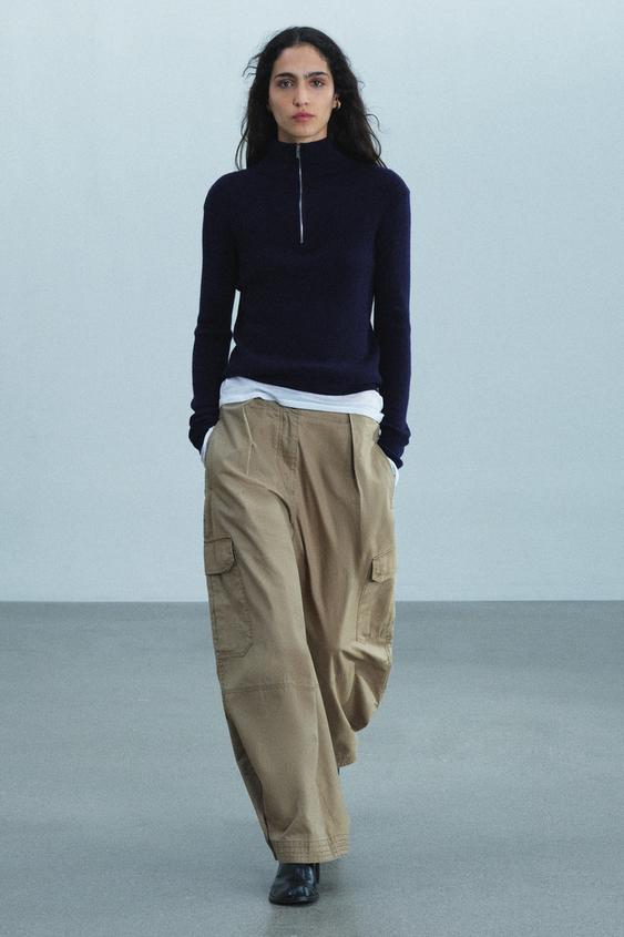 מכנסיים בגזרת קרגו ZW COLLECTION - חום / חום־אפור של Zara - תמונה 0
