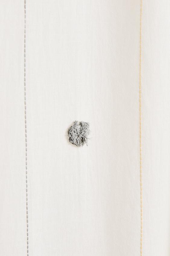 RIDEAU À POMPONS OPACITÉ FAIBLE - Écru de Zara - Image 4