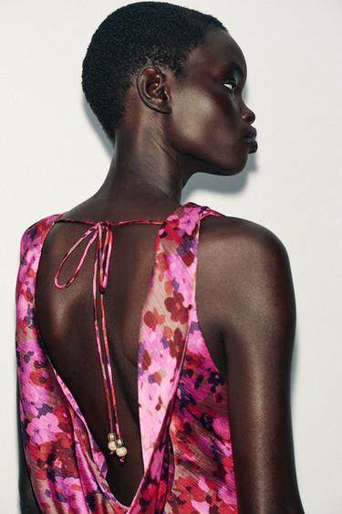 ROBE MI-LONGUE IMPRIMÉE FLEURS - Multicolore de Zara - Image 5
