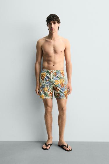 LONG FLORAL PRINT SWIM SHORTS - Multicoloured by Zara - Image 0