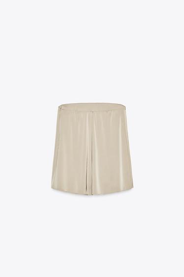TOP SATINÉ BUSTIER - Beige / Vert de Zara - Image 1