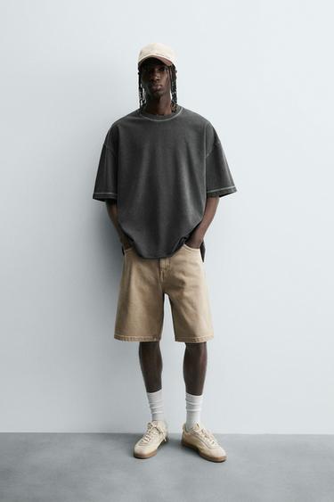 BERMUDA DENIM STRAIGHT FIT - Beige de Zara - Imagen 0