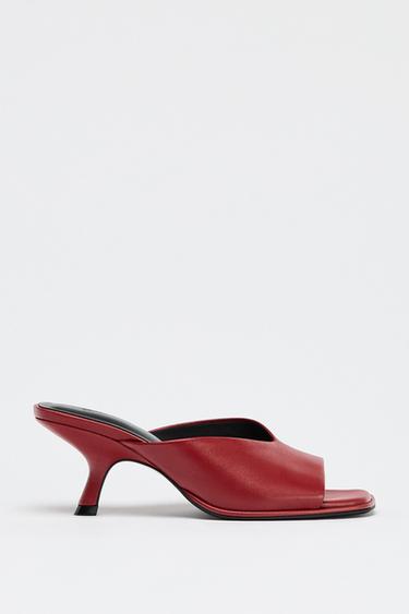 MULE PIEL - Rojo de Zara