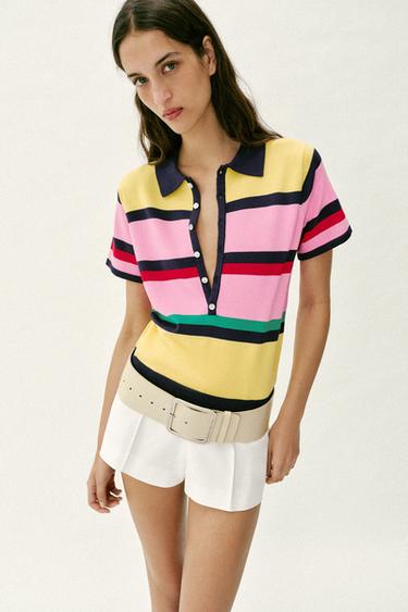 STRIPED KNIT POLO SHIRT - Multicoloured by Zara