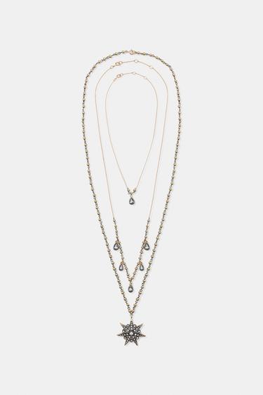 חבילה של 3 שרשראות קריסטל כוכבים - מוזהב של Zara