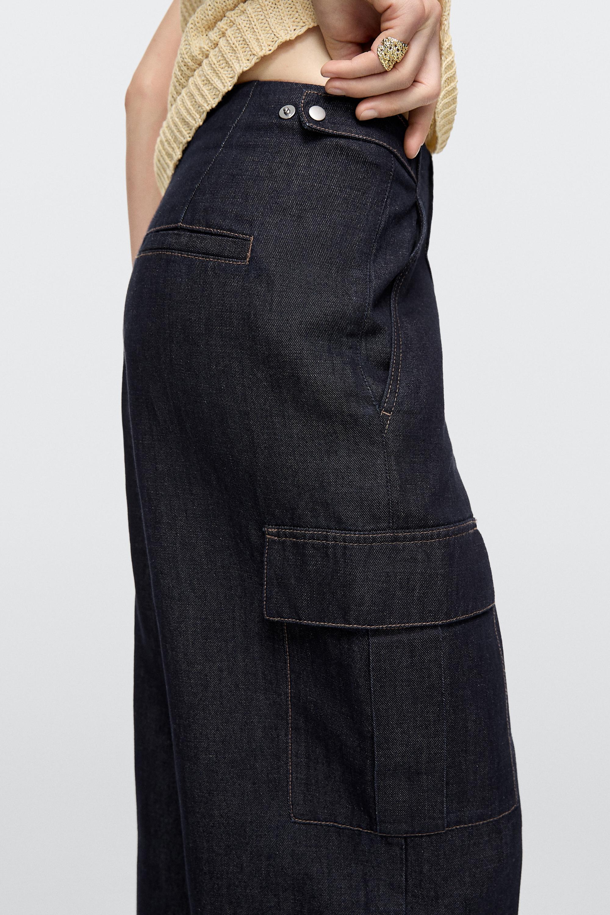 Linen blend cargo jeans