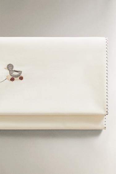 EMBROIDERED DUCKLING MINI COT SHEET SET - Oyster-white by Zara - Image 1