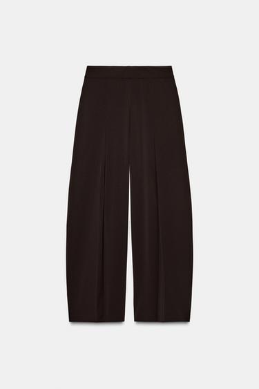 FLOWING TROUSERS WITH DARTS ZW COLLECTION - Brown by Zara