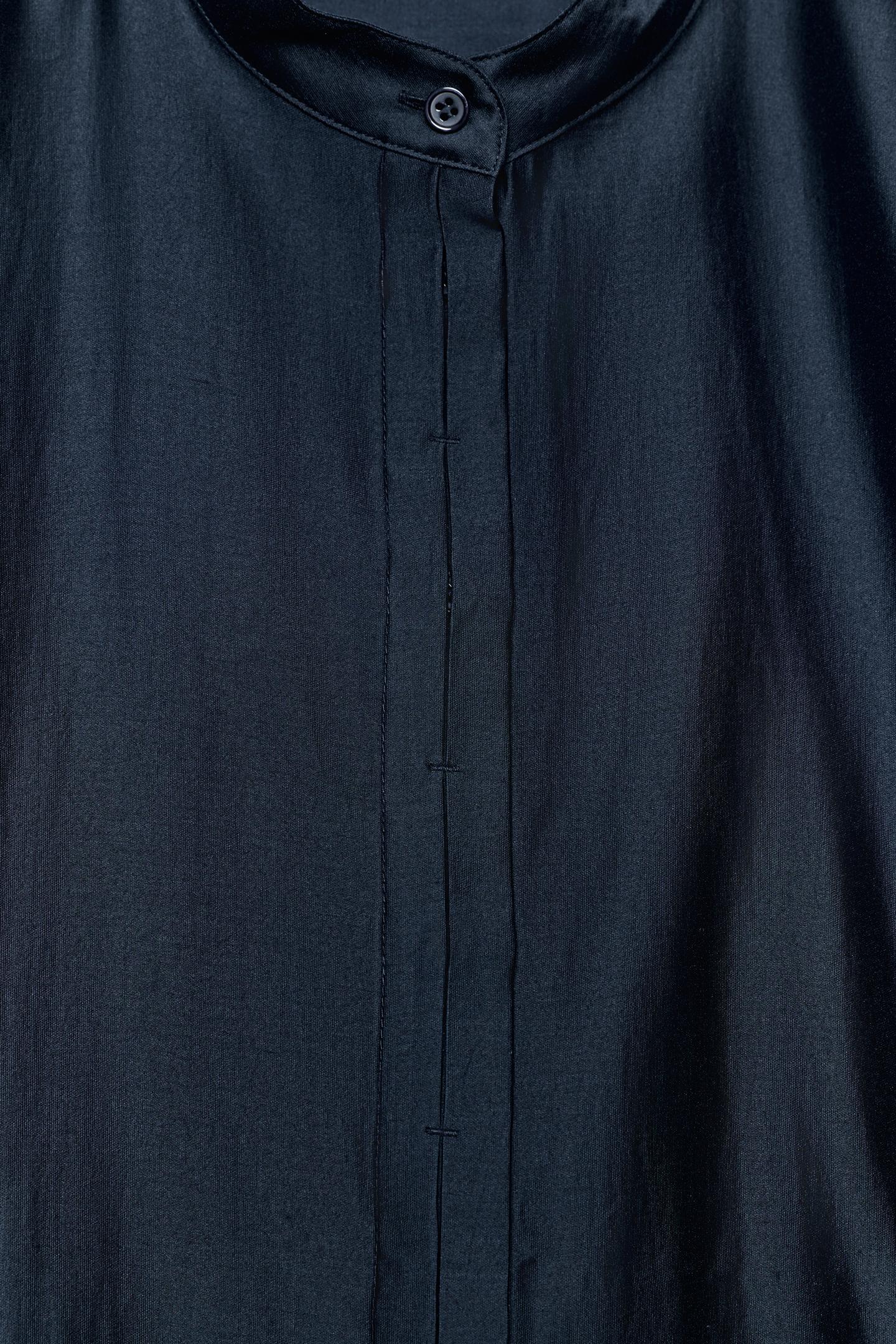 Женская рубашка Zara ZW Collection Mandarin Collar, цвет: Тёмный тёмно-синий — фото 8