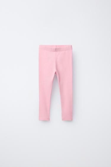 Zara BASIC RIBBED LEGGINGS - Pink