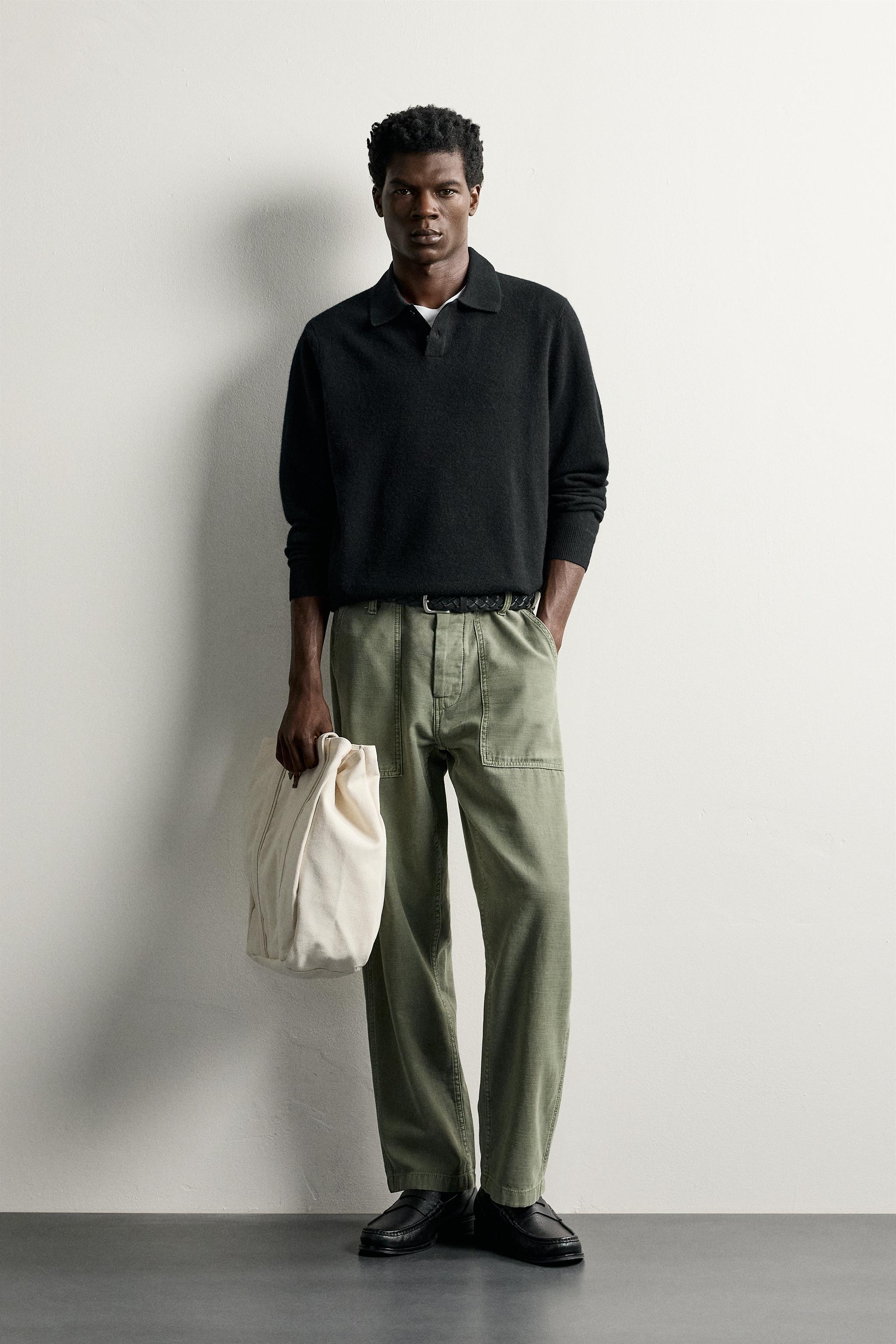 Мужские свитеры Zara WOOL BLEND RELAXED FIT KNIT POLO