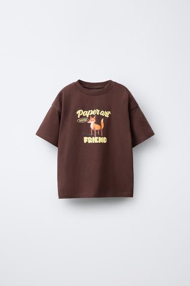 Zara RELJEEFSE PILDIGA T-SÄRK - Šokolaad - Pilt 0