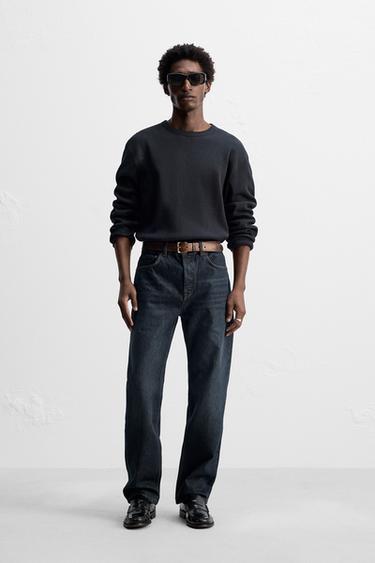 ФУТБОЛКА ИЗ ТКАНИ В РЕЛЬЕФНУЮ КЛЕТКУ — МОРСКОЙ ТЕМНО-СИНИЙ от Zara