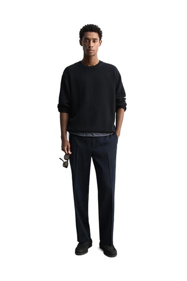 REGULAR FIT WOOL TROUSERS - Dark navy by Zara