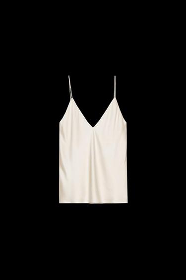 TOP LENCERO SATINADO LIMITED EDITION - Blanco roto de Zara