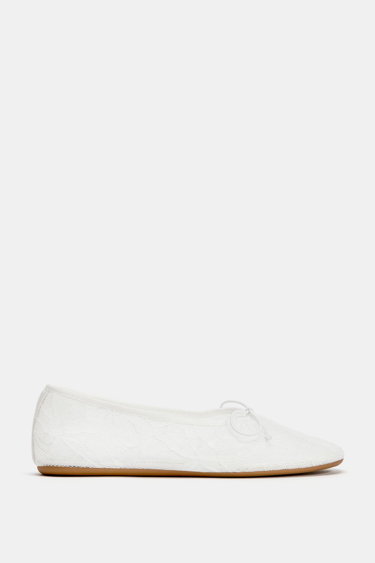 LACE BALLERINA FLATS — White