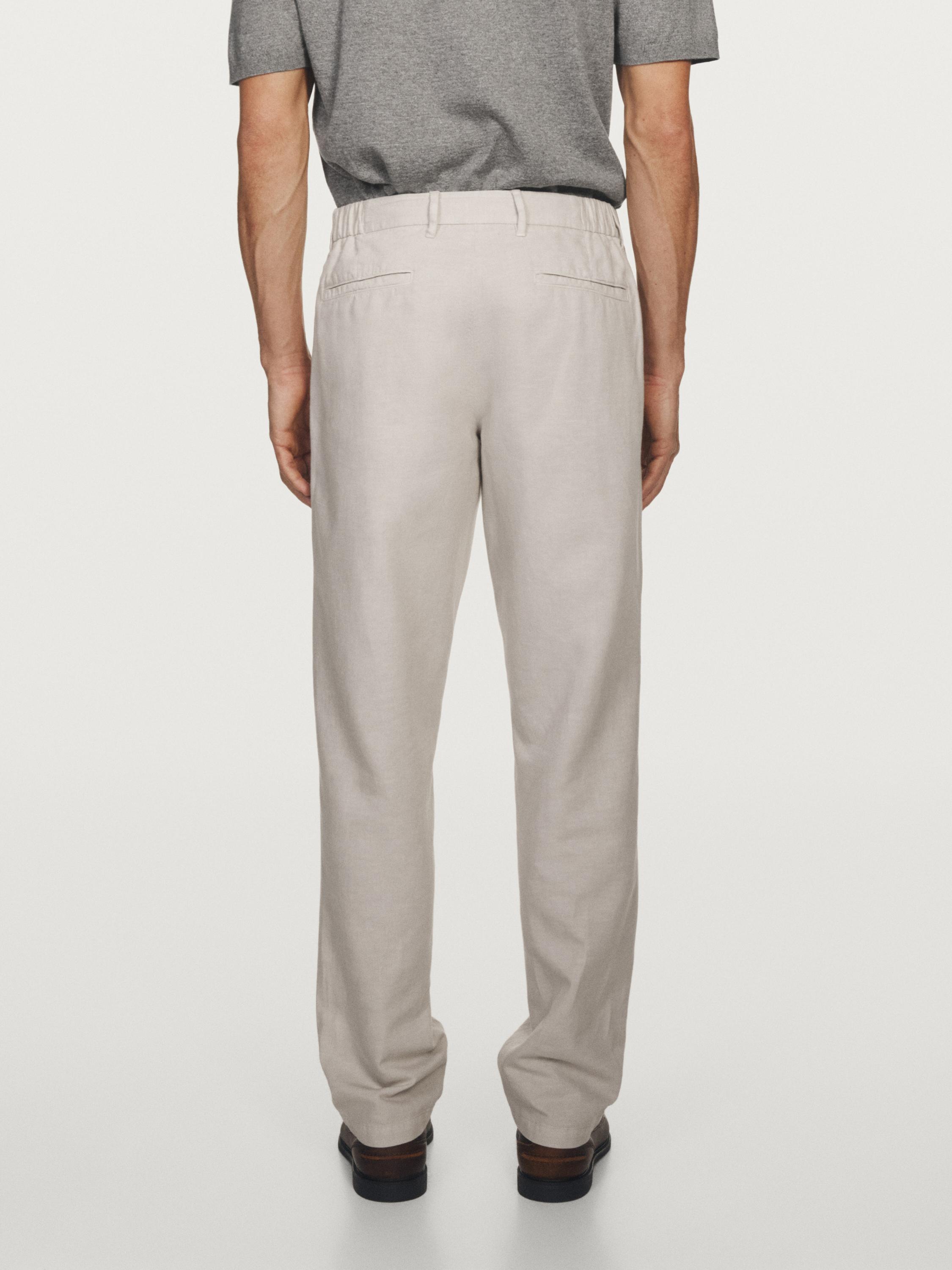 Linen blend tapered fit trousers