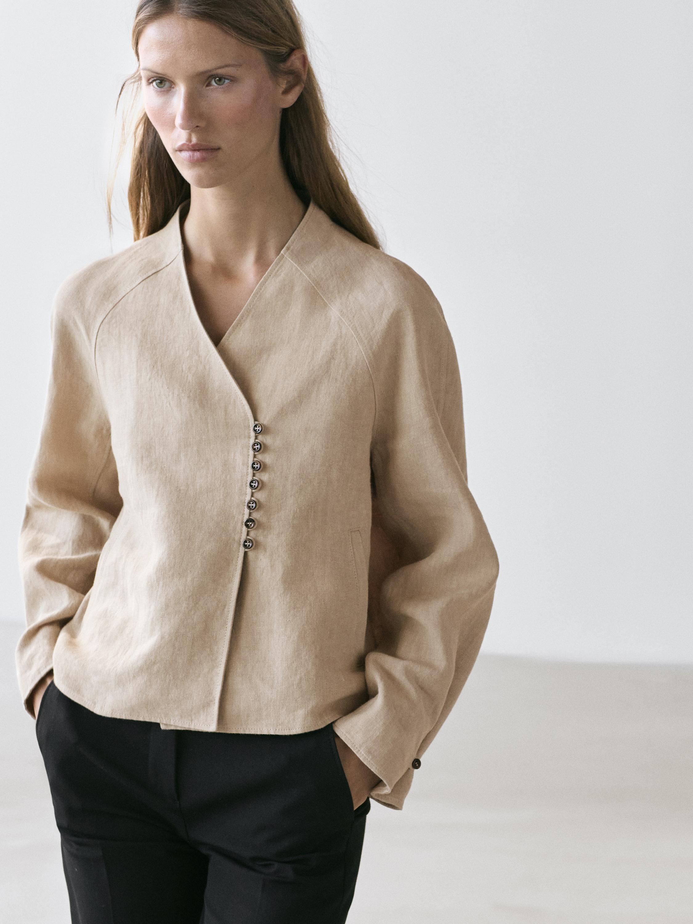 Cropped 100% linen jacket