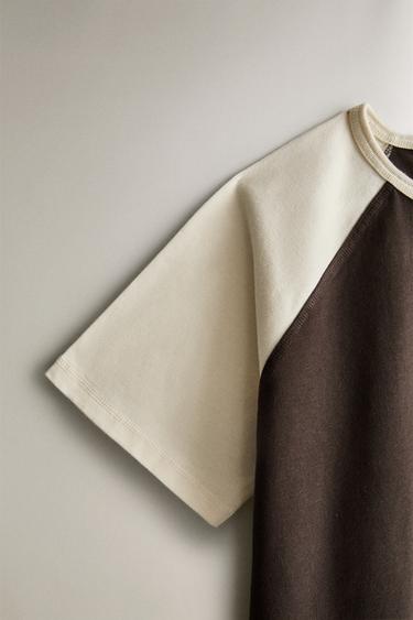 T-SHIRT EN COTON DEUX TONS - Marron de Zara - Image 2