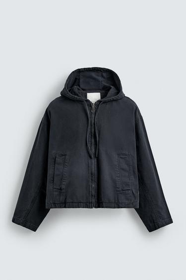 Zara BOXY FIT STRUCTURE JACKET - Blue