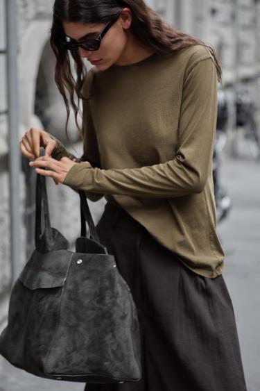 FADED COTTON T-SHIRT - Olive green by Zara