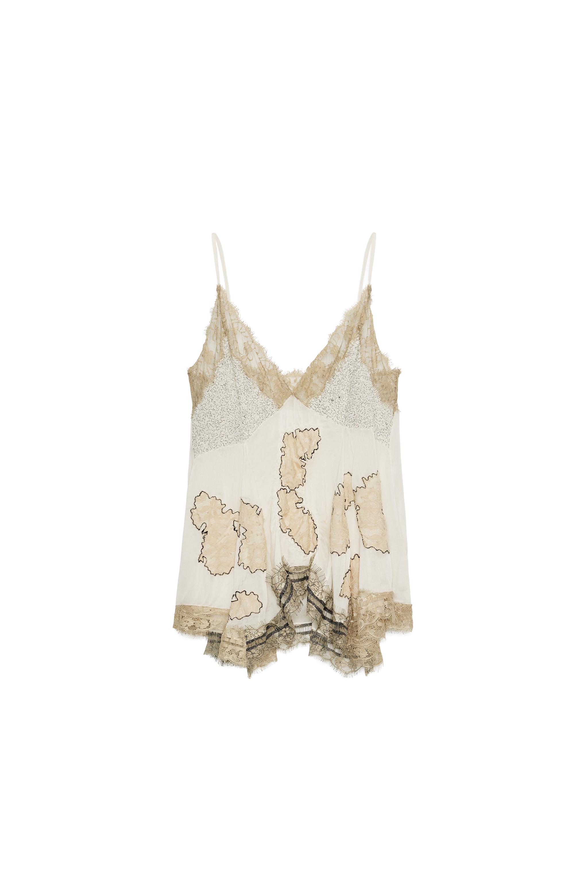 ZW COLLECTION EMBROIDERED CAMISOLE TOP - Black / White | ZARA