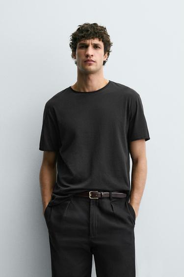 BASIC IRREGULAR FINISH T-SHIRT — Black 2