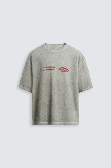 CAMISETA PUNTO ESTAMPADO COMBINADO - Gris antracita de Zara