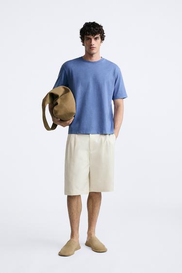 Zara SHORT SLEEVE HEAVYWEIGHT T-SHIRT - Bluish - Image 0