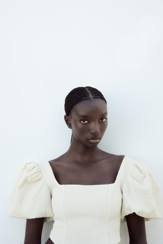 Outfit Blusa Blusa Blanca Manga Globo Camisa Blanca Manga Globo