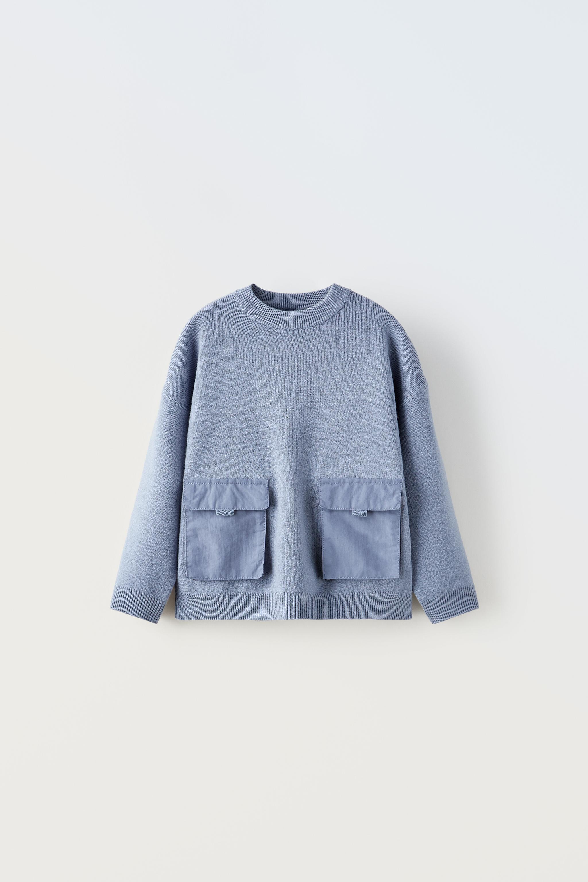 コントラストポケット ニットセーター - ブルーイッシュ | ZARA Japan 
